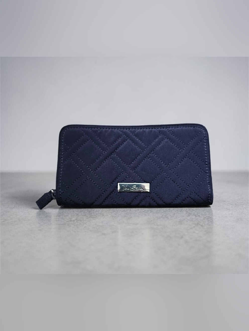 Vera Bradley Quilted Navy Zip-Around Wallet NWOT